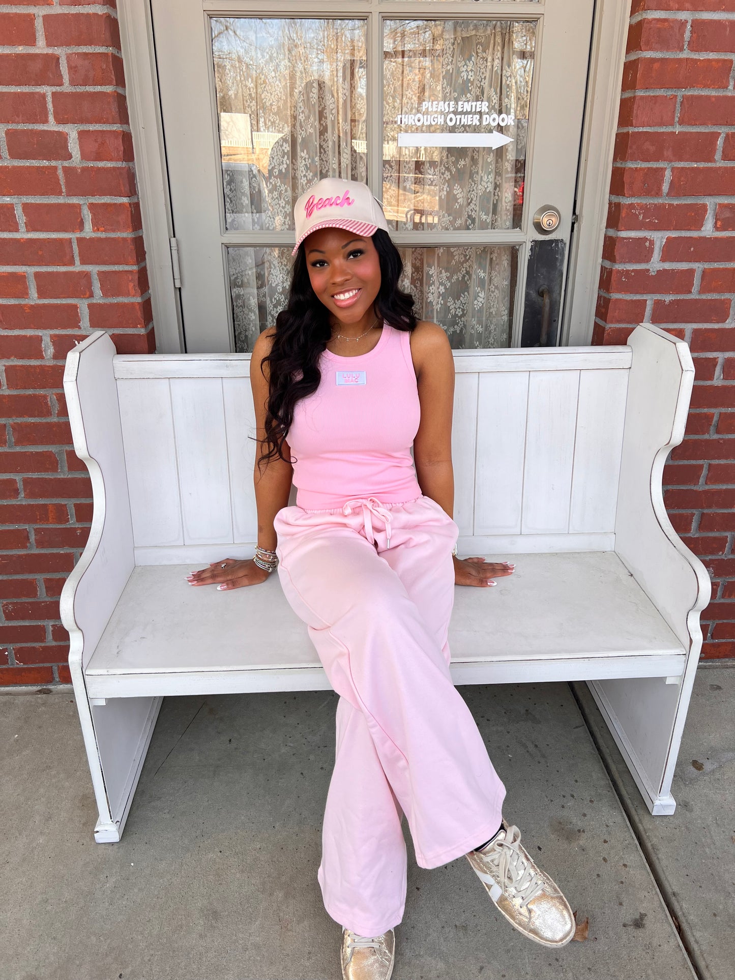 LULU MAC Light Pink Terry Cloth Pants