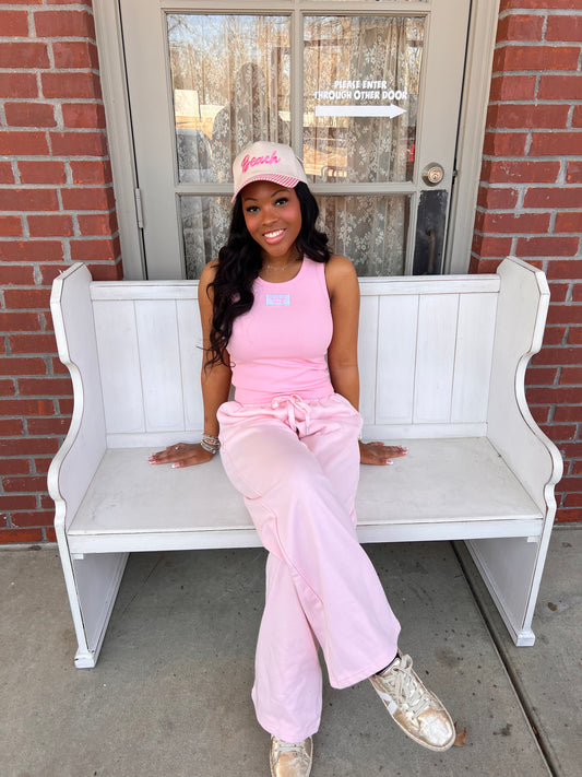 LULU MAC Light Pink Terry Cloth Pants